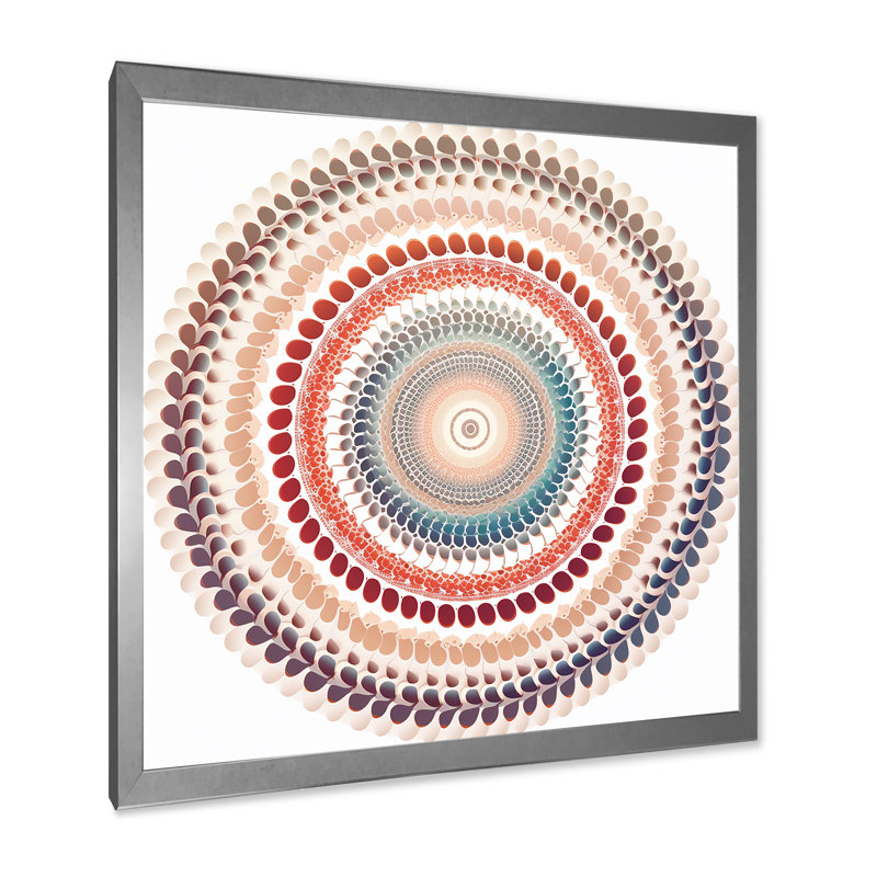 " Elementary Mandala Serenity I ", 16" H x 16" W x 1" D, Silver Single Picture Framed