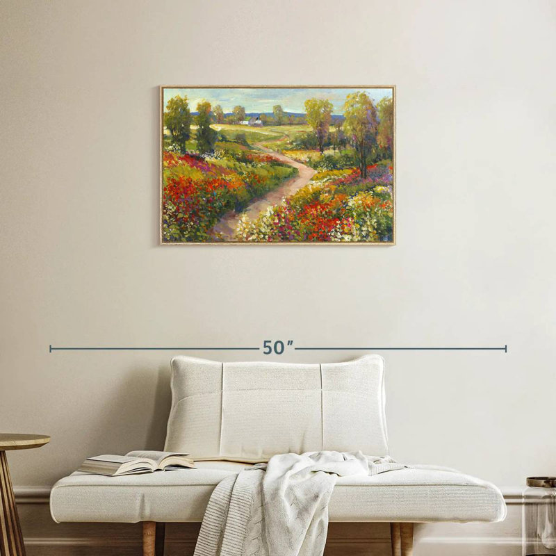 Promenade matinale II, Cadre flottant en bois naturel, 31 po x 21 po