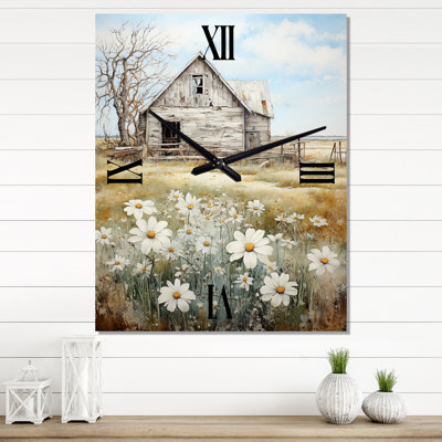 Horloge murale moderne Farmhouse Quiet Retreat II - Floral