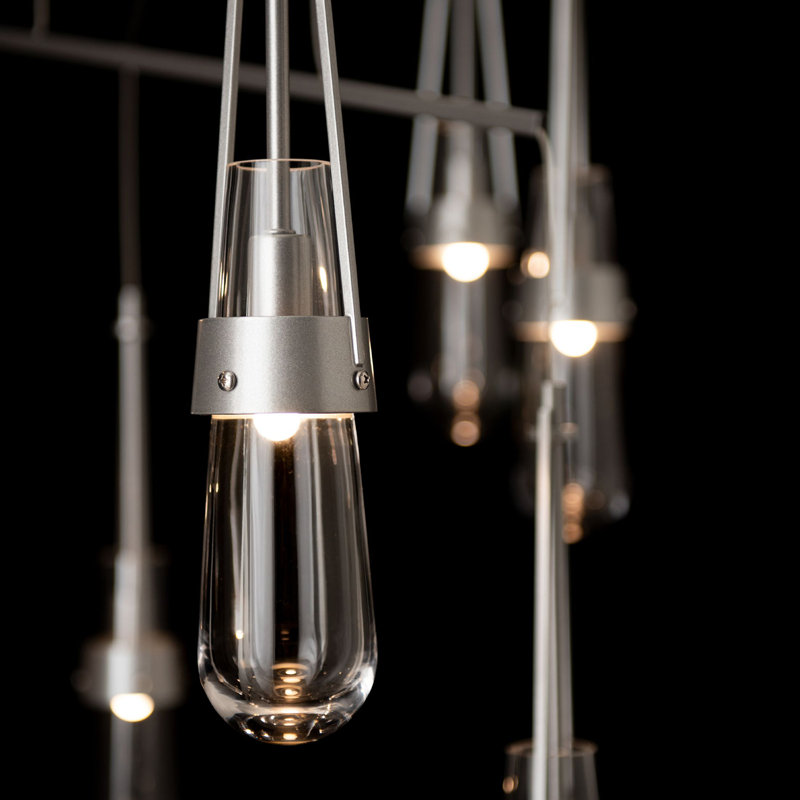 Link 10-Light Mobile Pendant - Natural Iron - Clear Glass - Standard Overall Height, Vintage Platinum, 71"
