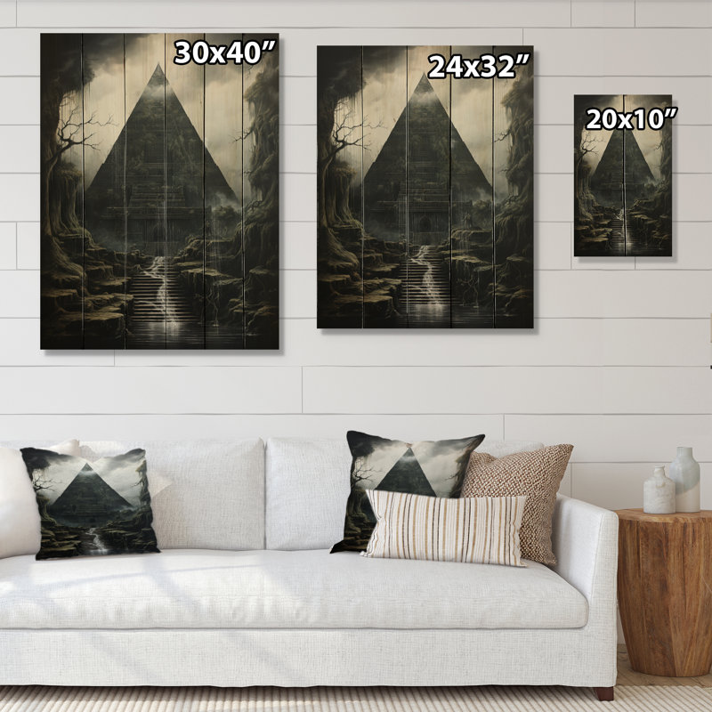 Pyramide silencieuse majestueuse sur bois, H 20 po x l 10 po x P 0,78 po