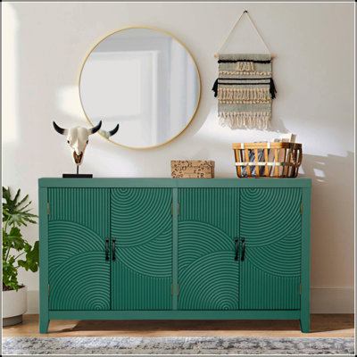 59"Accent Cabinet With 4 Doors, Mid Century Modern Pantry Cabinet, Wood Buffet Cabinet, Media Cabinet, Console Cabinet, Cabinet For Entryway, Living Room, Bedroom, Dining Room