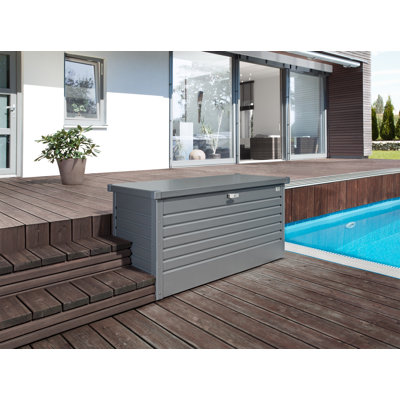 Coffre de terrasse en métal galvanisé avec verrou et fermeture hydraulique à fermeture en douceur et à fermeture en douceur de Bioorte LeisureTime 120 L 52,75 po x l 24,4 po x H 27,9 po