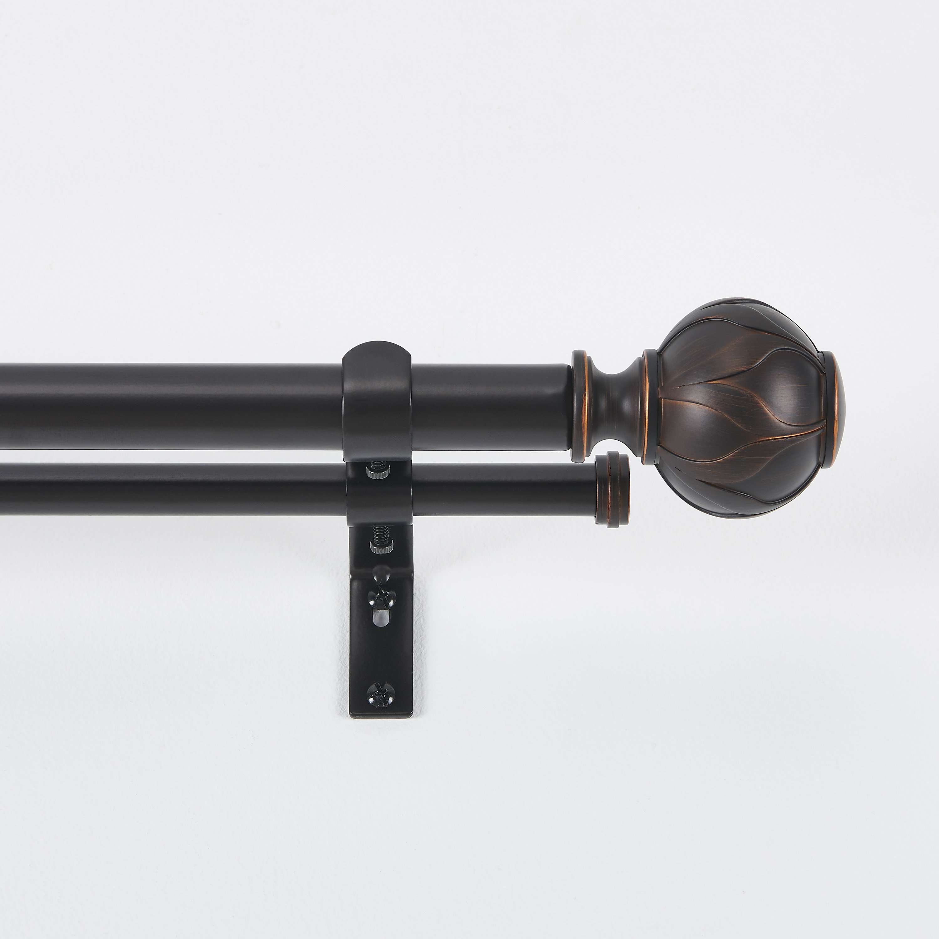 Symple Stuff Iron Adjustable Double Curtain Rod Set In Oil Rubbed