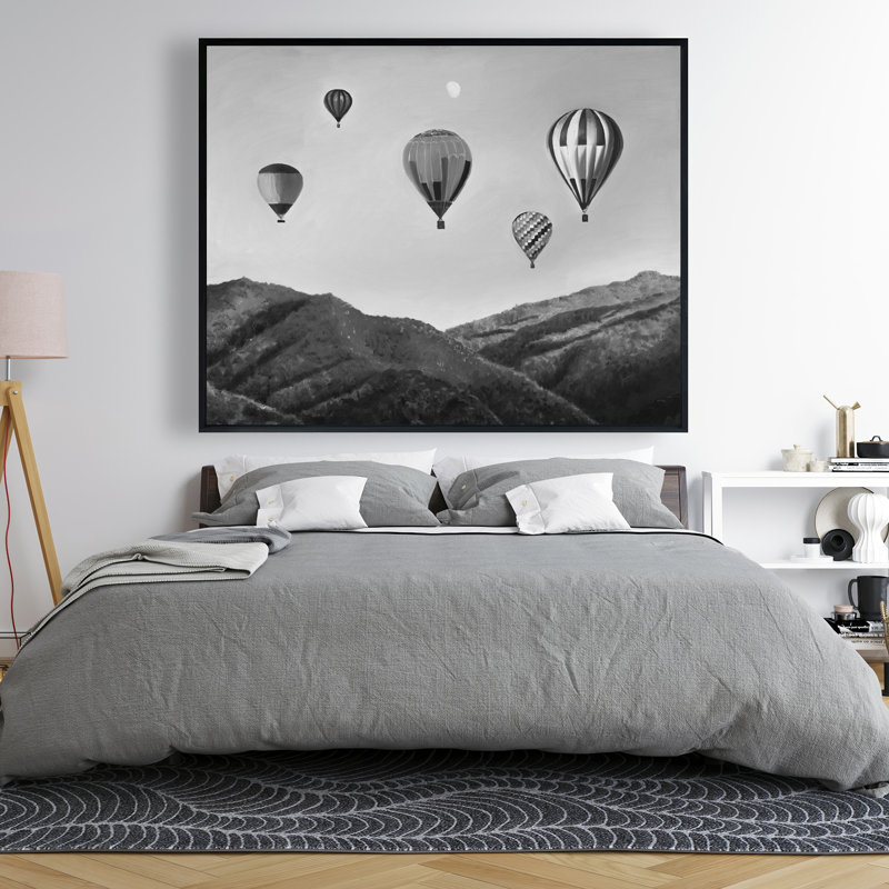 Paysage en montgolfière - Toile encadrée avec décor de montagne