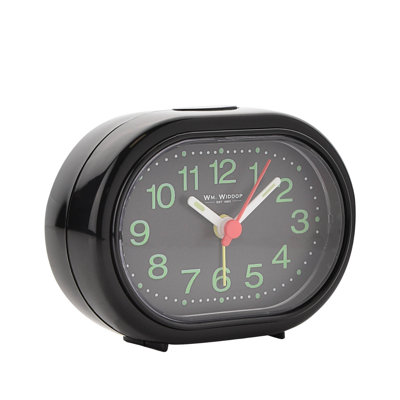 Analogue Quartz Movement / Crystal Alarm Tabletop Clock in Black