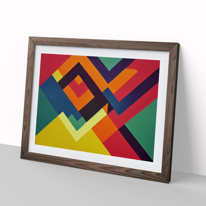 Abstract Bauhaus Vol.3 - Framed Print, 46cm H x 64cm W x 2cm D, Walnut