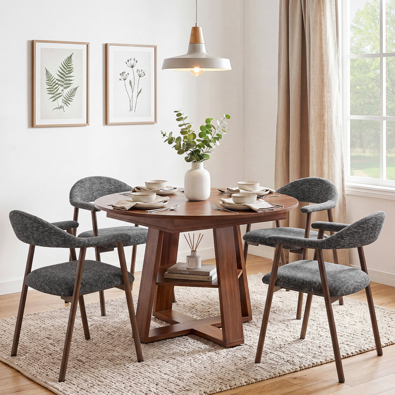 Ensemble de table de salle à manger Colne, Ensemble de cinq pièces : table, quatre chaises, Brun, Grey