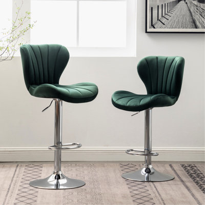 De 2 chaises rembourrées avec de la mousse, siège pivotant, hauteur réglable, apparence élégante, 2, revêtement en tissu velouté et rembourrage en mousse épaisse, rotation à 360 °, repose-pieds confortable à gaz, chic