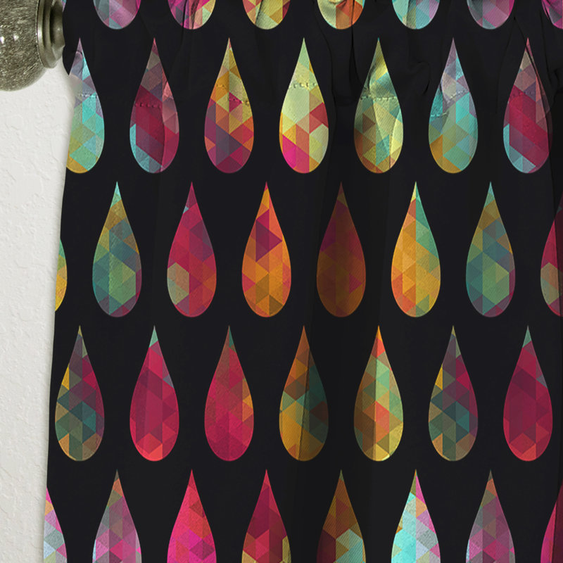Panneau de rideau occultant géométrique 3D en forme de losange bleu, orange et mauve, L 52 po x L 63 po