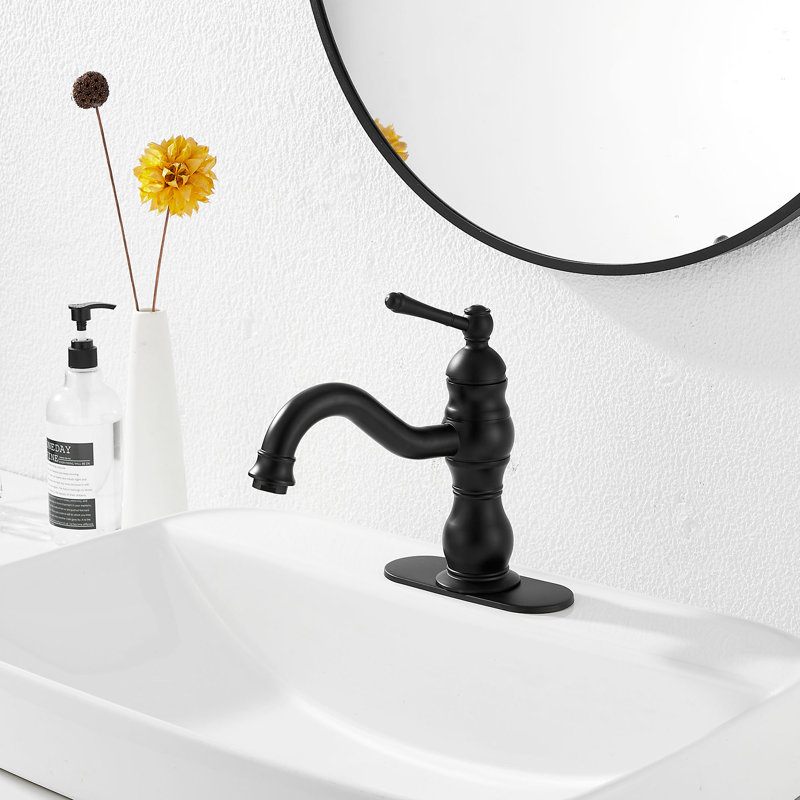 Single-Hole Single-handle Bathroom Faucet with Drain Assembly, Matte Black