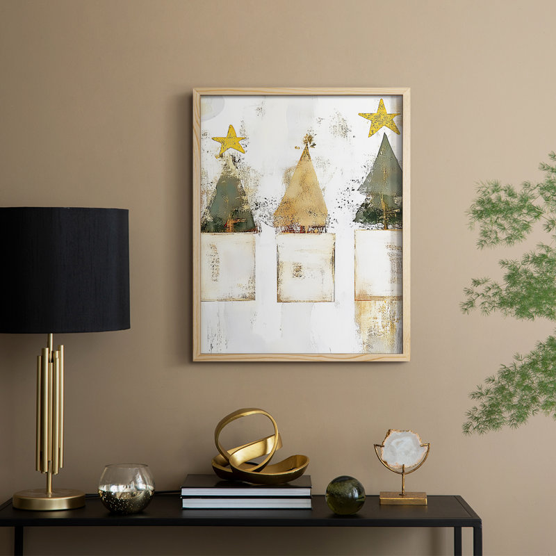 «Christmas Holiday Art DCCDXV», reproduction d'art encadrée - bois massif, Naturel, H 30 po x l 24 po