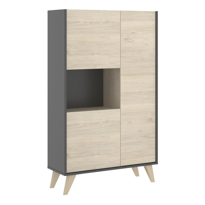 Anvi Display Cabinet, Graphite/Natural Oak