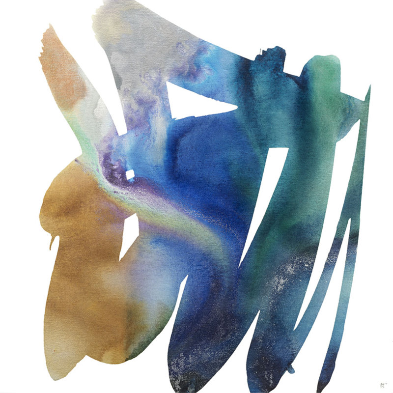 Scripted 3 Painting by Jennifer Hollack Raboin, 27" H x 27" W x 2.25" D, Gold Frame Canvas