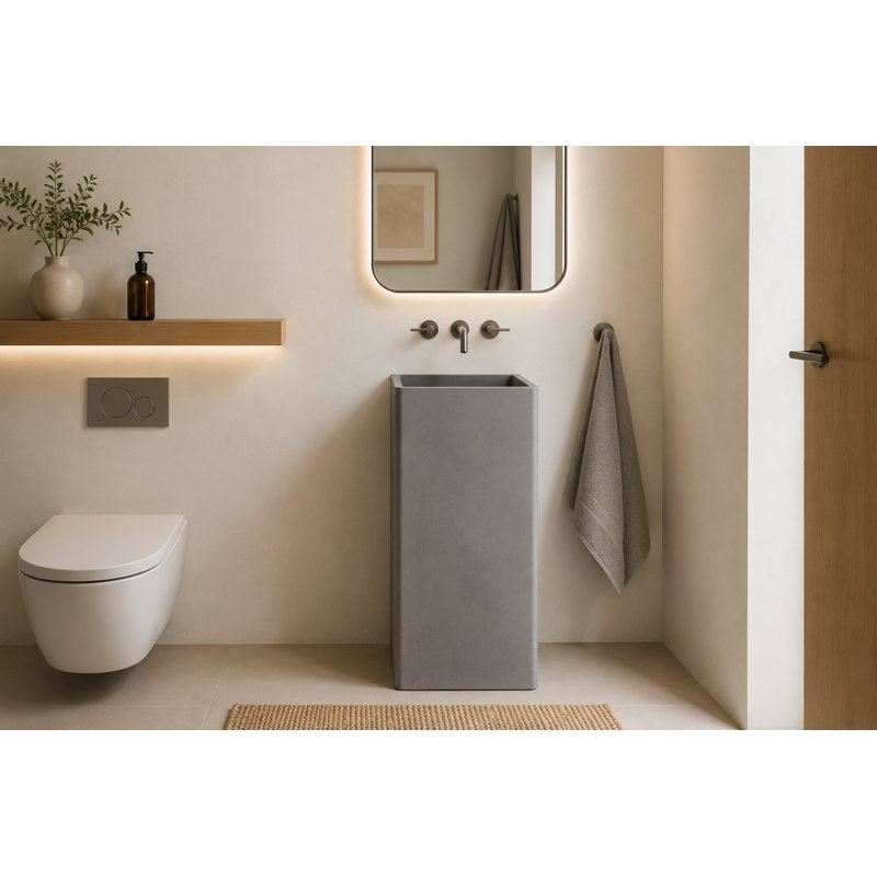 Lavabo de salle de bain 33 po, Béton surélevé gris