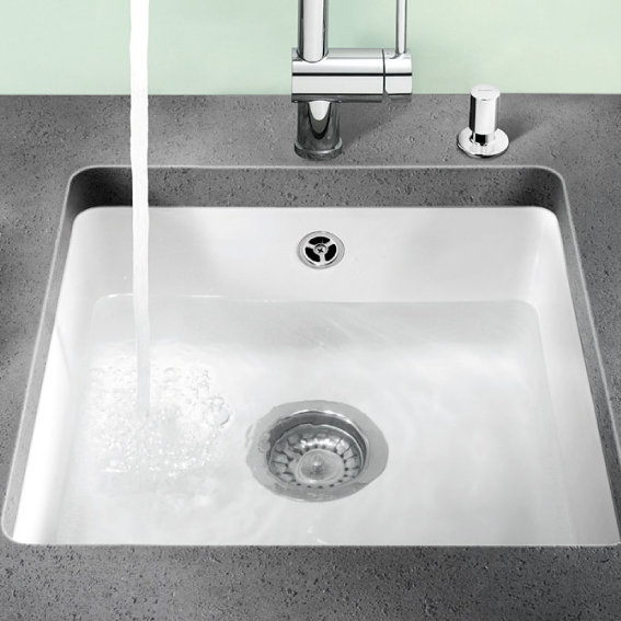 Subline Single Bowl Undermount Kitchen Sink, White