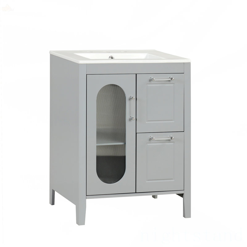 Meuble-lavabo 24 po avec lavabo, Gris