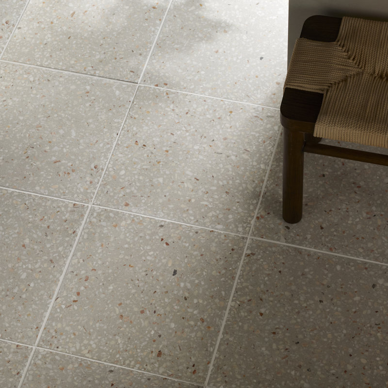 True Terrazzo 16x16 Polished Terrazzo Tile, Dove Gray