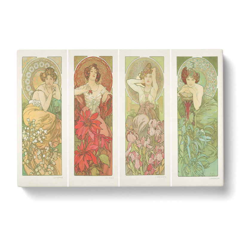 Precious Stones by Alphonse Mucha - Wrapped Canvas Painting, 35cm H x 50cm W x 3cm D