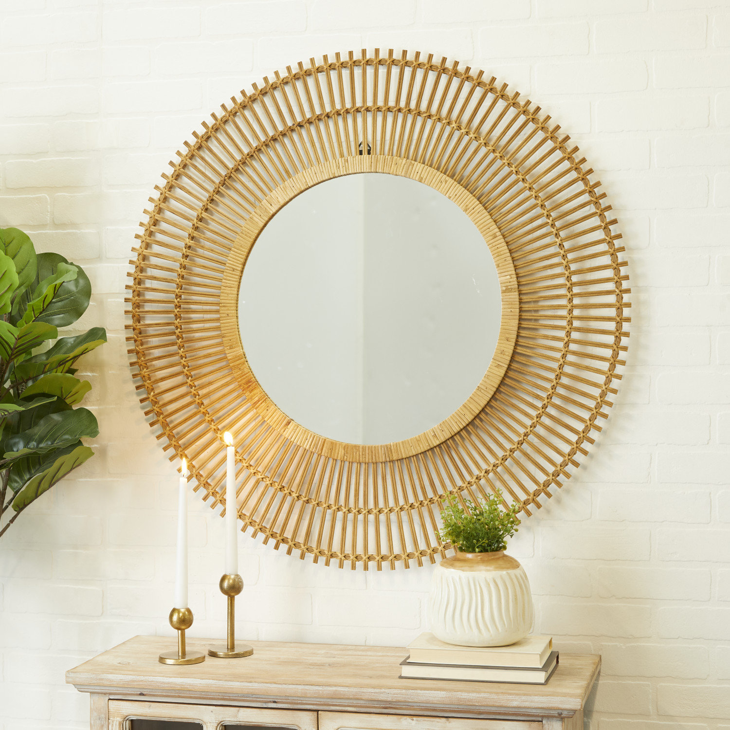 Wooden Handmade Frame Wall Mirror, Large Rustic Farmhouse Mirror Decor,  Vertical or Horizontal Hanging, for Bathroom Vanity, Living Room or  Bedroom, Sunburst, Antique Gold