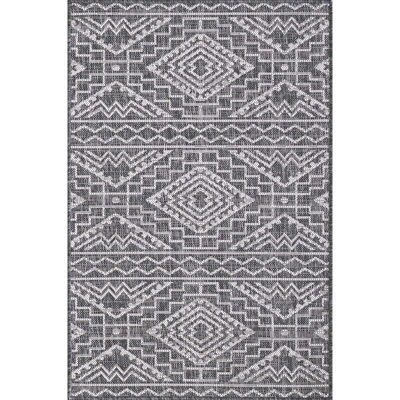 Bethaney Moroccan Indoor / Outdoor Area Rug, Rectangle 3'11" x 2'7", Black