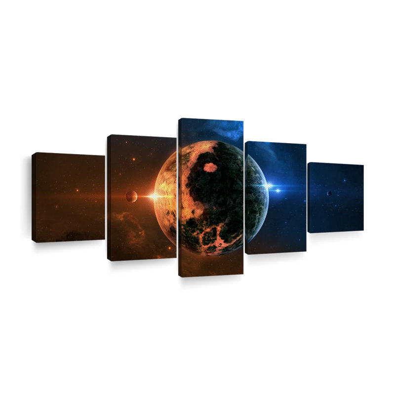 " Distant Alien Planet " 5 - Pieces, 42" H x 92" W x 1.25" D
