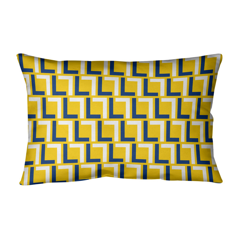 Housse de coussin rectangulaire et insert LA Luxury, Bleu royal / blanc / or, Simili daim