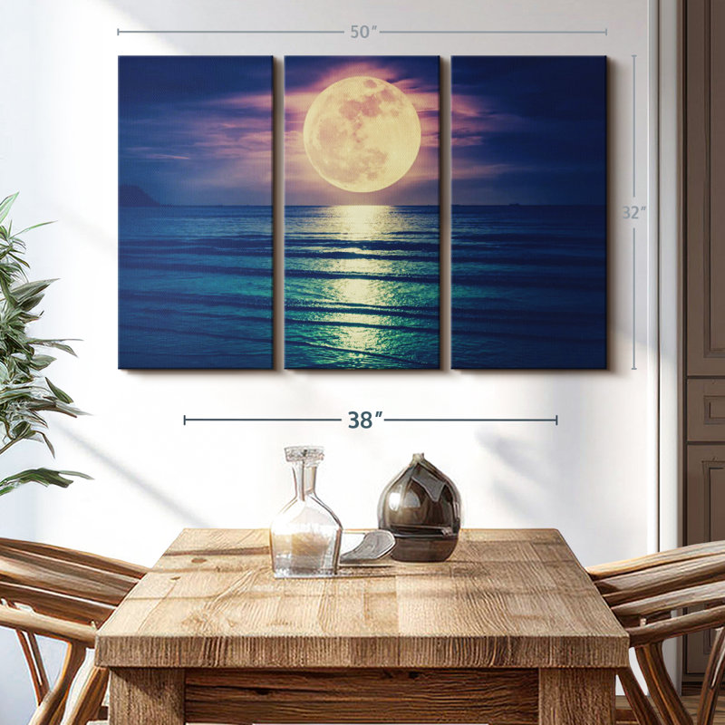 «Lune jaune» 3 pièces, H 32 po x l 50 po x P 1,25 po