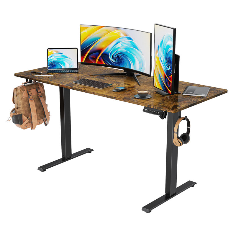 Bureau debout pour bureau à hauteur réglable, L 48 po x P 24 po, Brun / Noir
