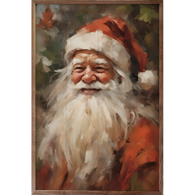 Portrait du père Noël en rouge, H 8 po x l 5 po