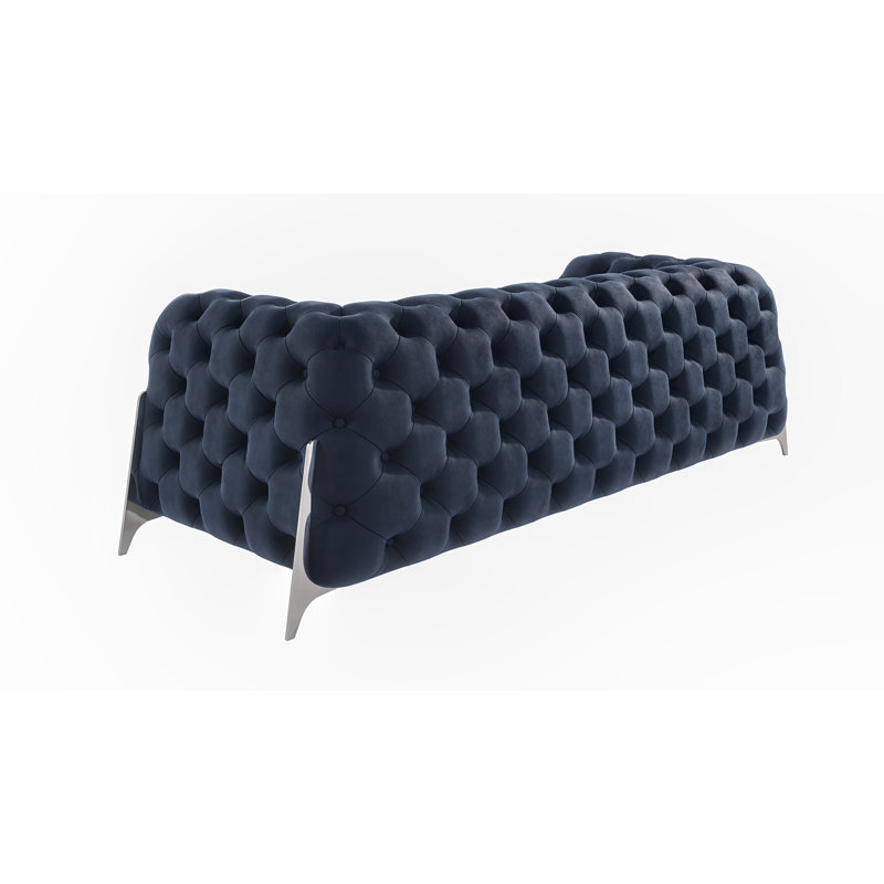Juneri 3 Seater Velvet Sofa, Navy Blue
