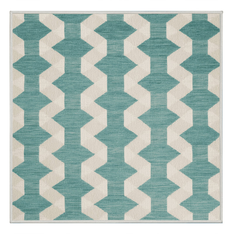 Machine Washable Checkered Beige Area Rug, Square 5'