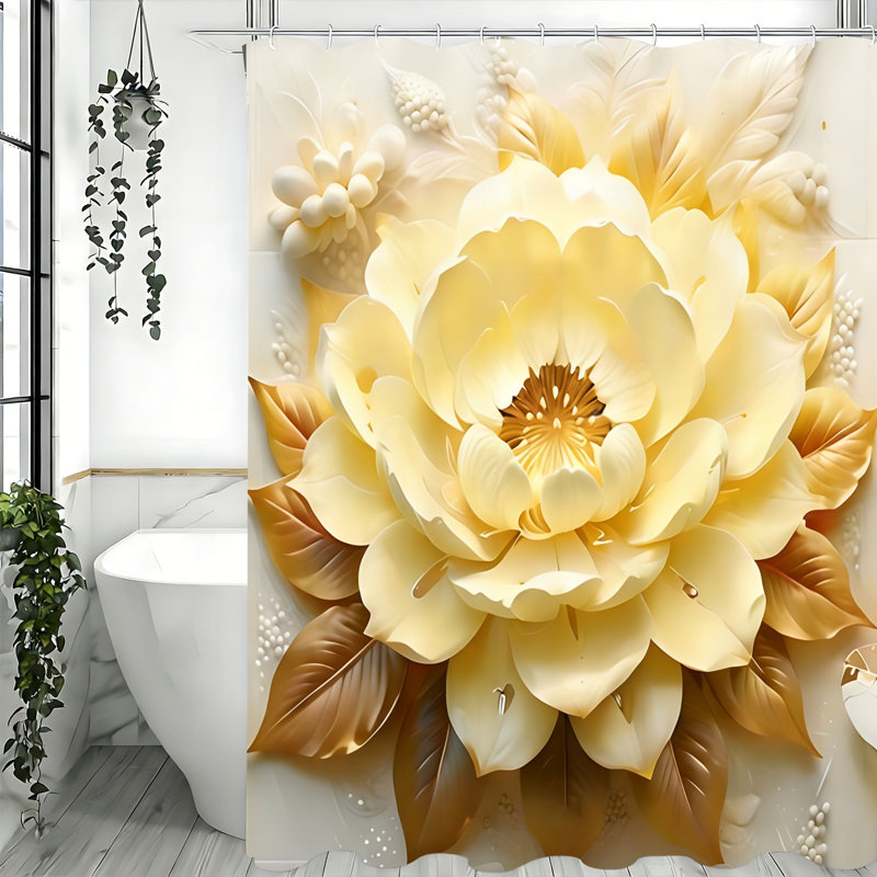 Rideau de douche avec crochets inclus, H 72 po x l 72 po, Jaune