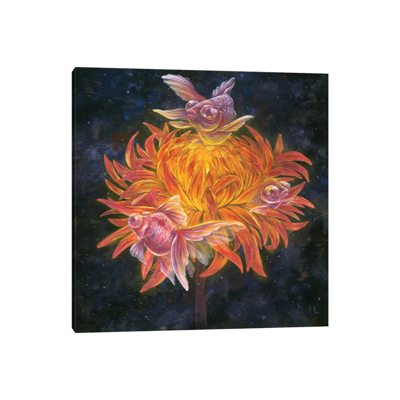 Goldfish Sun 1 Piece Painting on Canvas, 30.48 cm H x 30.48 cm W, Wrapped Canvas