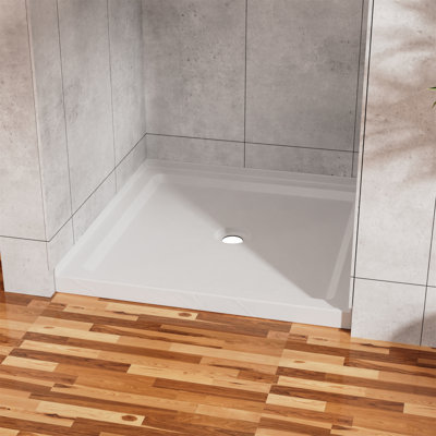 Goodyo 36"x36" Shower Pan 3.3" Height Single Threshold Shower Base in Slate White, Anti-slip Acrylic, Center Drain (no Drain Sets)