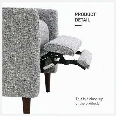 Fauteuil inclinable manuel avec dossier haut, dossier rainuré, pieds fuselés et revêtement en cuir gris pour le salon principal