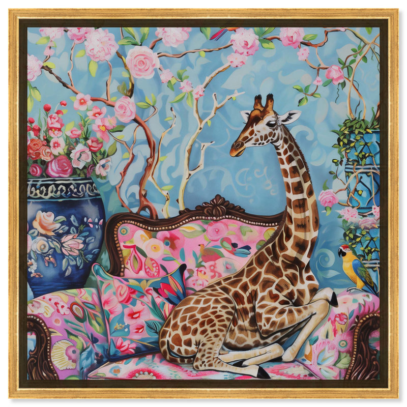 «Lounging Giraffe Canvas» par Art Remedy, H 40 po x l 40 po, Toile tendue