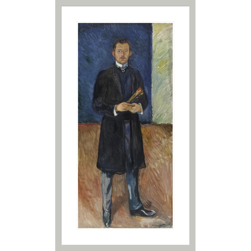 Autoportrait avec pinceaux par Edvard Munch - Impression numérique sur cadre, 41.5" H x 23.17" W