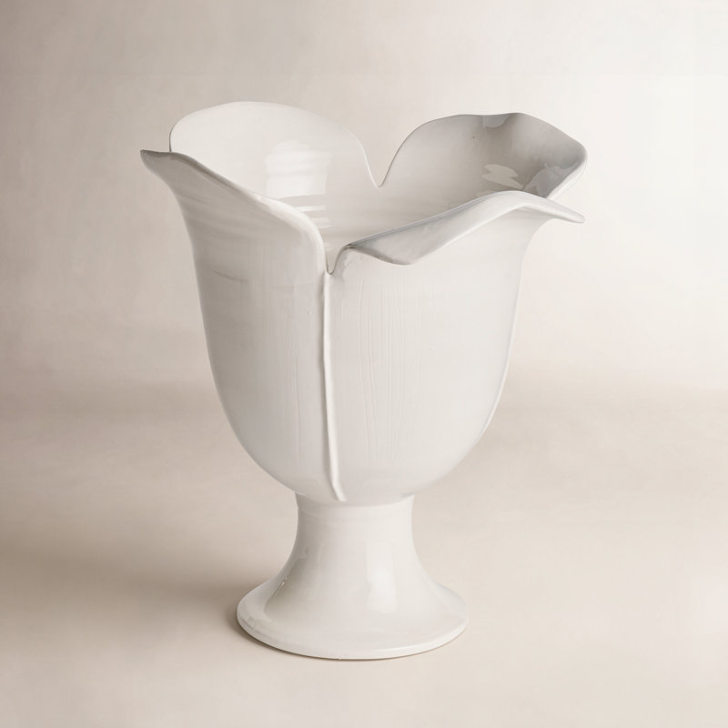 Rachana Handmade Ceramic Table Vase, 16" H x 15.5" W x 15" D, White