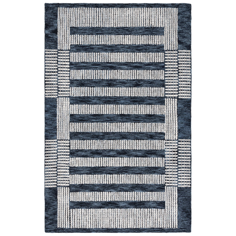 Striped Hand-Tufted Wool Area Rug, Rectangle 5' x 8'
