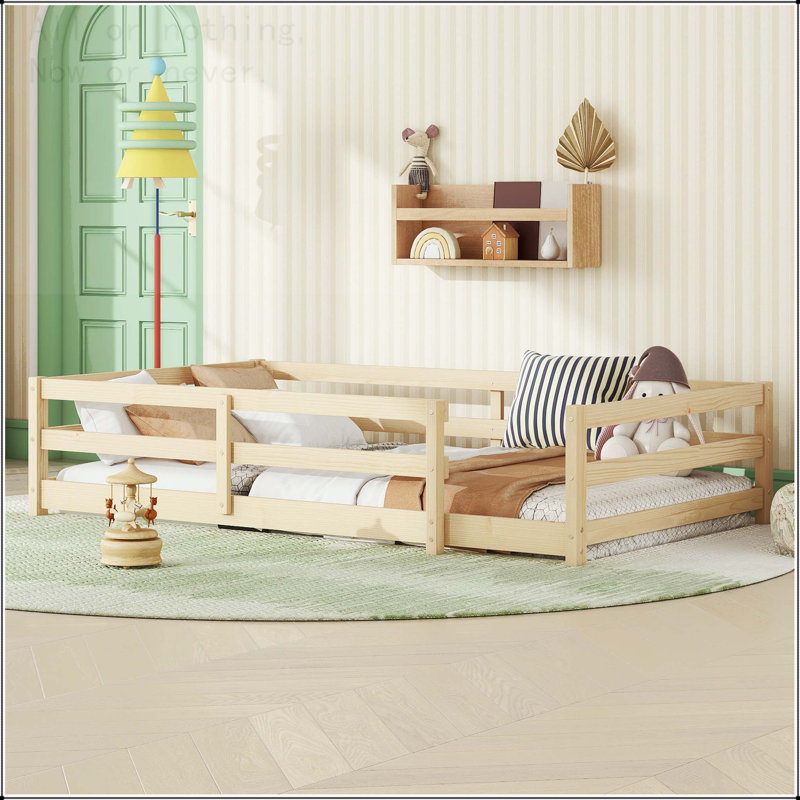 Lit simple avec clôture Montessori, Lit simple, Oak