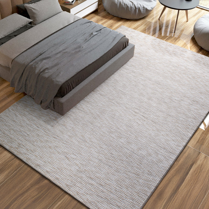 Tapis blanc et argent noué à la main de haute qualité, Rectangle 6 pi x 9 pi