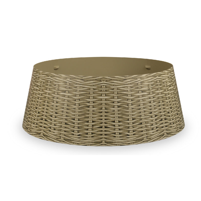 Large Gray Woven Rattan Christmas Tree Collar