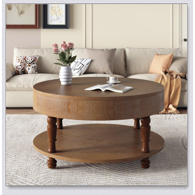 Modern Round Coffee Table With Dual Storage, Hidden Compartment, And Adjustable Leveling Feet For Living Room