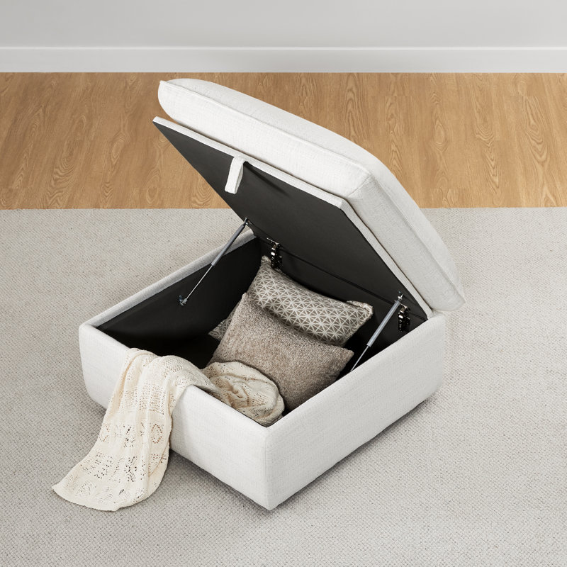 Repose-pieds rembourré Greylan, Polyester blanc