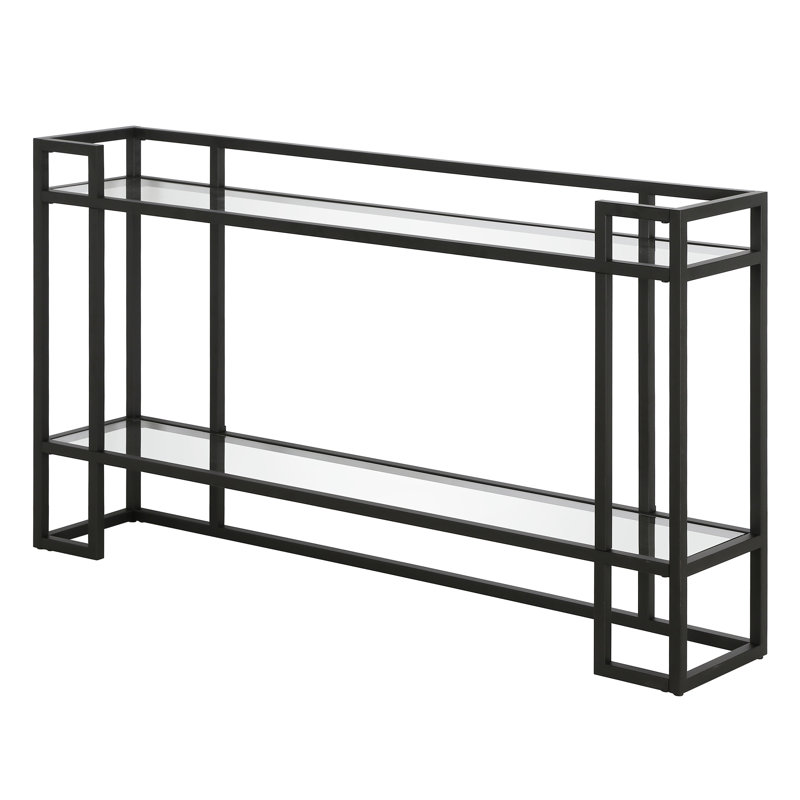 Uriel 132.08cm Glass Top Console Table, Black