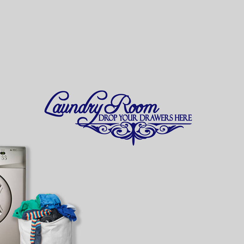 Text & Numbers Non-Wall Damaging Wall Decal, Navy Blue