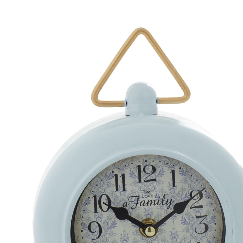 Analog Metal Mechanical Tabletop Clock, Blue