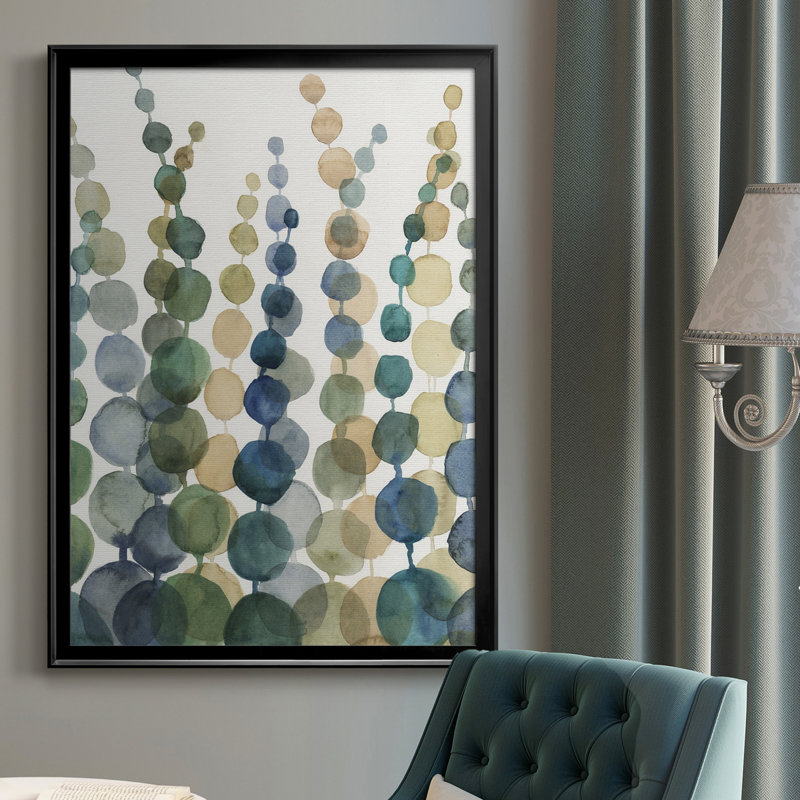 «Pompom Botanical I», toile encadrée de qualité supérieure - prête à être accrochée, H 36,5 po x l 26,5 po x P 1 po, Noir