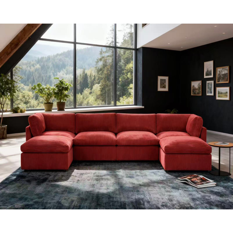 Canapé modulaire en velours côtelé, Gris foncé